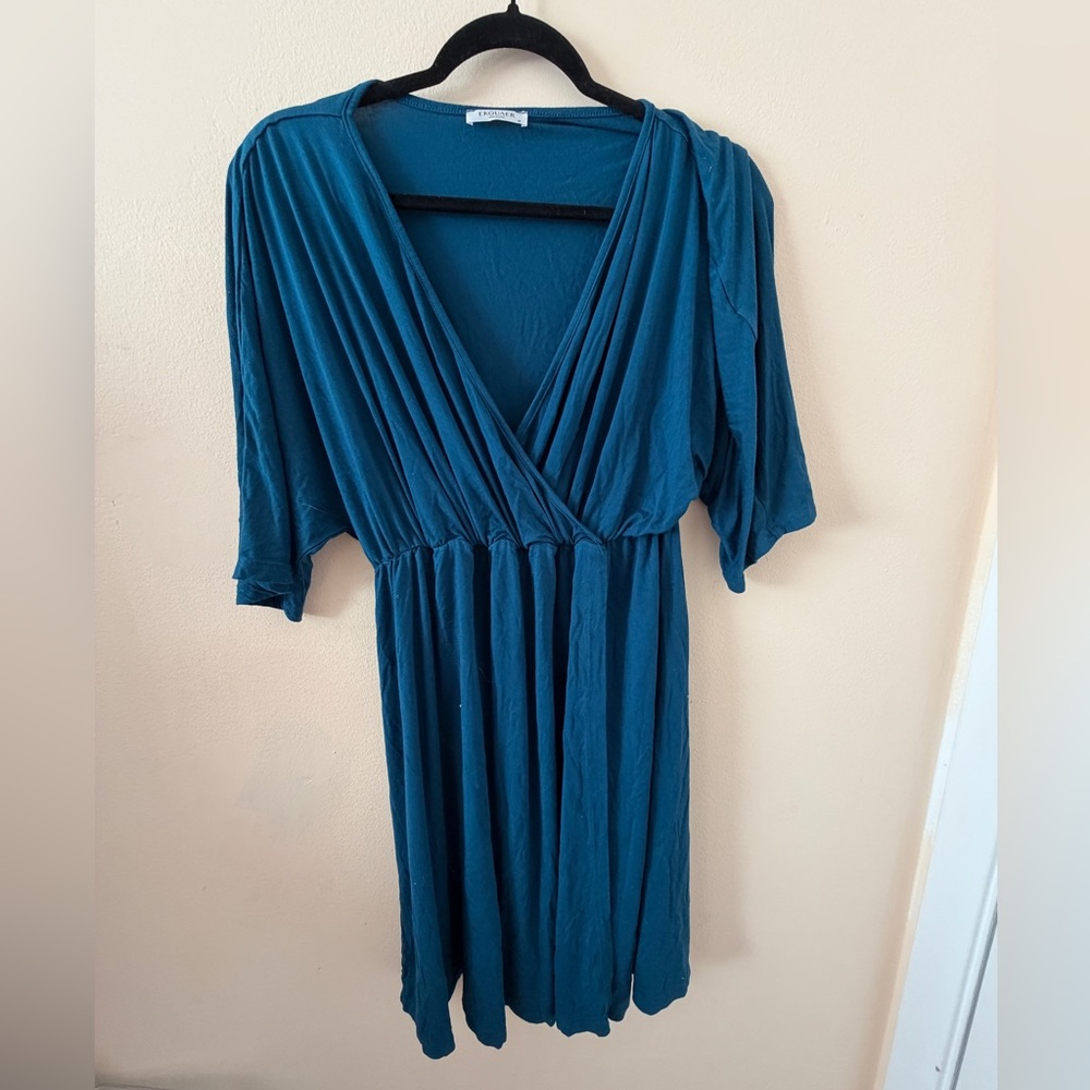 Ekouaer Maternity Teal Dress Nursing Nightgown Size Medium
